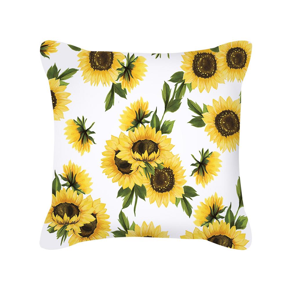 New Thanksgiving Throw Pillow Cover Yellow Letter Sunflower Office Cushion Sofa Pillow Cover