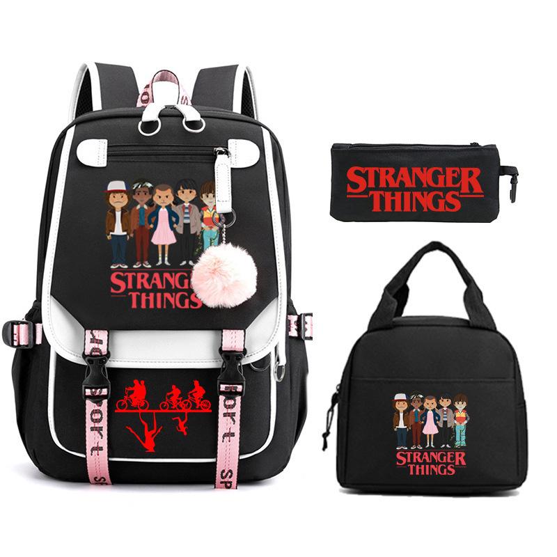 Trend Stranger Things Children'S Backpack Combination Three-Piece Male And Female Versatile Student School Bag