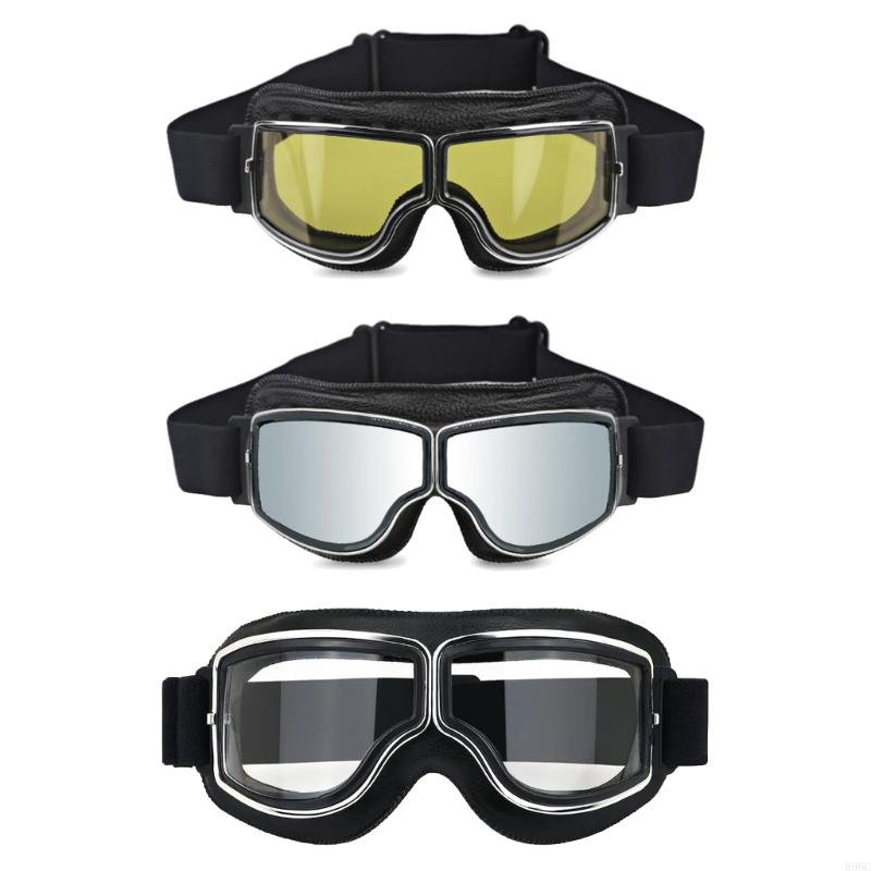 Retro Windproof Goggles For Motorcycle Riding With Clear Lens And Adjustable Strap Face Protections Against Dust 896C