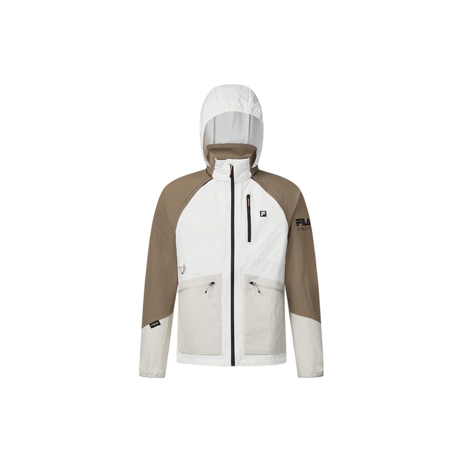 

FILA Color Block Logo Print Hooded Sports Woven Jacket Men jackets Malt-Ball A11M417704F-BN M