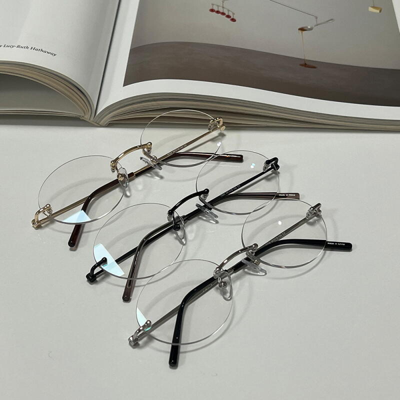 

Women s basic round rimless work look glasses frame G1508_Black
