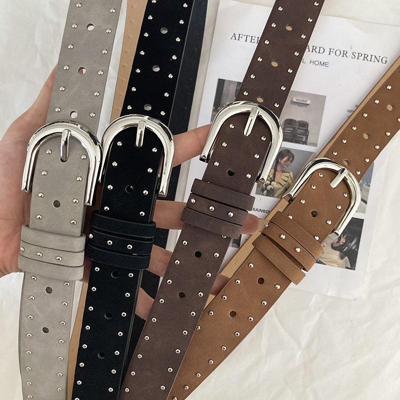 Rivet Punk Needle Buckle Belt For Men Women Versatile Y2K Jeans Decor Pu Leather Strap Hip Hop Retro Waistband
