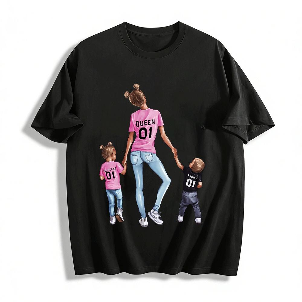 

Queen Princess Prince Family Matching Short Sleeve T-Shirts Pure cotton T-shirt XXS