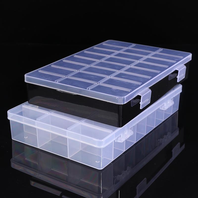 Clear Jewelry Box 24 Grids Plastic Bead Storage Container Earrings Organizer