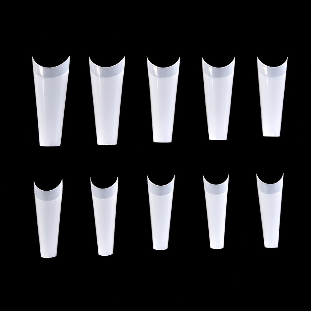 kads 500pcs Traceless Shallow Cover False Nail Tips White Nature Clear 10 Sizes Nail Art No-Crease Fake Nails Manicure Tools
