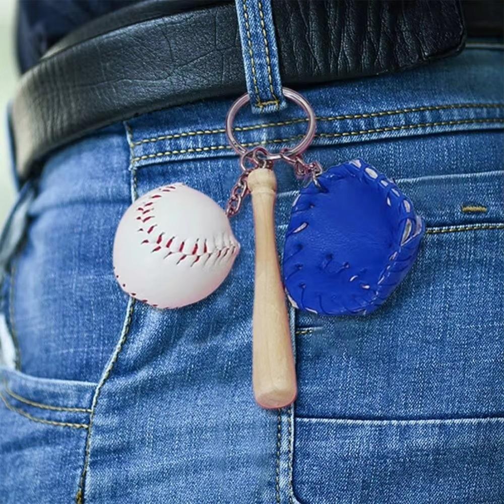 PU Leather Bag Hanging Personalized Baseball Pendant Funny Car Key Ring Sporty Accessories