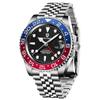 Men's Automatic GMT Diver Watch PD-1662 Ceramic Bezel Waterproof Stainless Steel Band Sapphire Glass Red Blue Jubilee