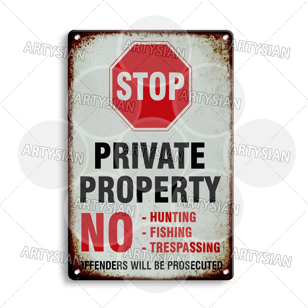 DORA Tin Sign Hunting Fishing Warning Metal Sign Shooting Range Caution Plaque No Duck Shooting Private Property Animal Wildlife Protection