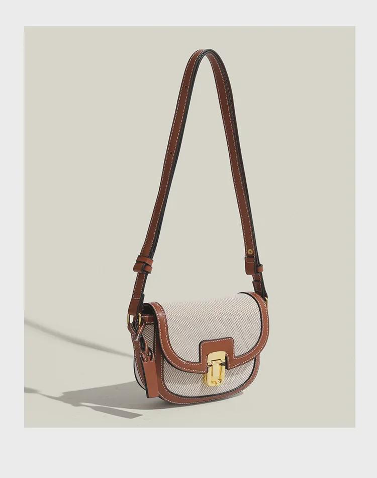 2025 Retro Contrast Color Woven Crossbody Saddle Bag - Versatile One-Shoulder Underarm Bag for Women