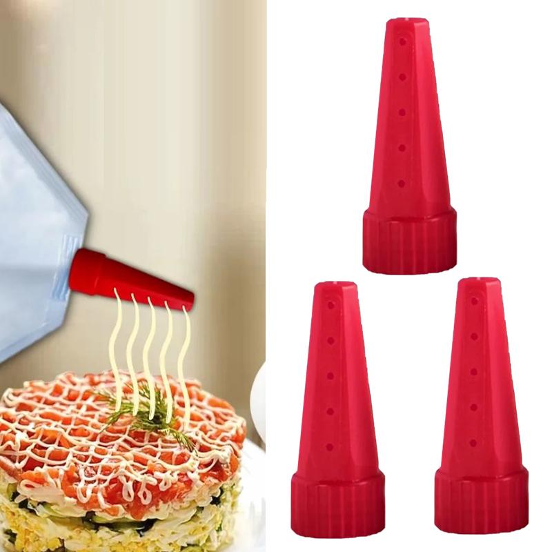 New 3Pcs Salad Sauce Syrup Jam Ketchup Squeeze Bottle Nozzle Salad Dressing Dispenser Piping Tip Food Grade PP Kitchen Gadgets