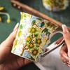 Ceramic Retro Floral Coffee Cup Breakfast Drinkware Teacup Creative Office Household Oat Milk Cup for Kitchen Accessories New