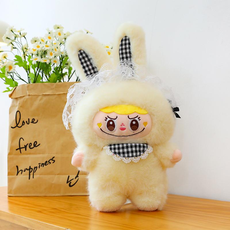 With Plush Doll Checkered Scarf And Lace Decoration For Kids And Gift