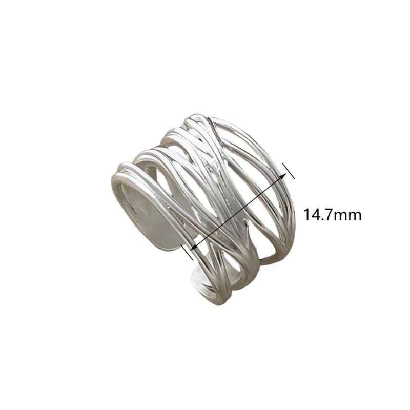 925 Silver Open Rings for Women Fashion Handmade Geometric Irregular Lines Ring Party Wedding Jewelry Holiday Gifts