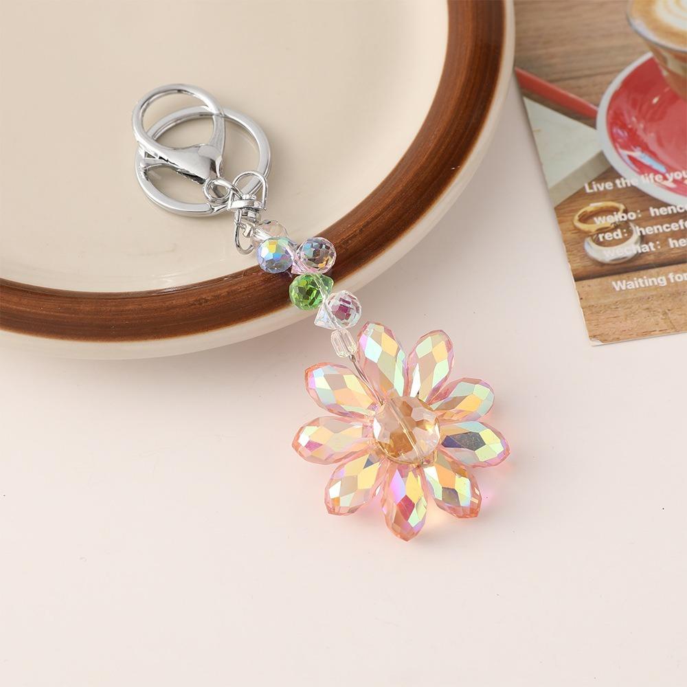 Sun Catcher Crystal Pendant Sunflower Car Keyring Creative Rhinestone Flower Keychain  Bag Charm