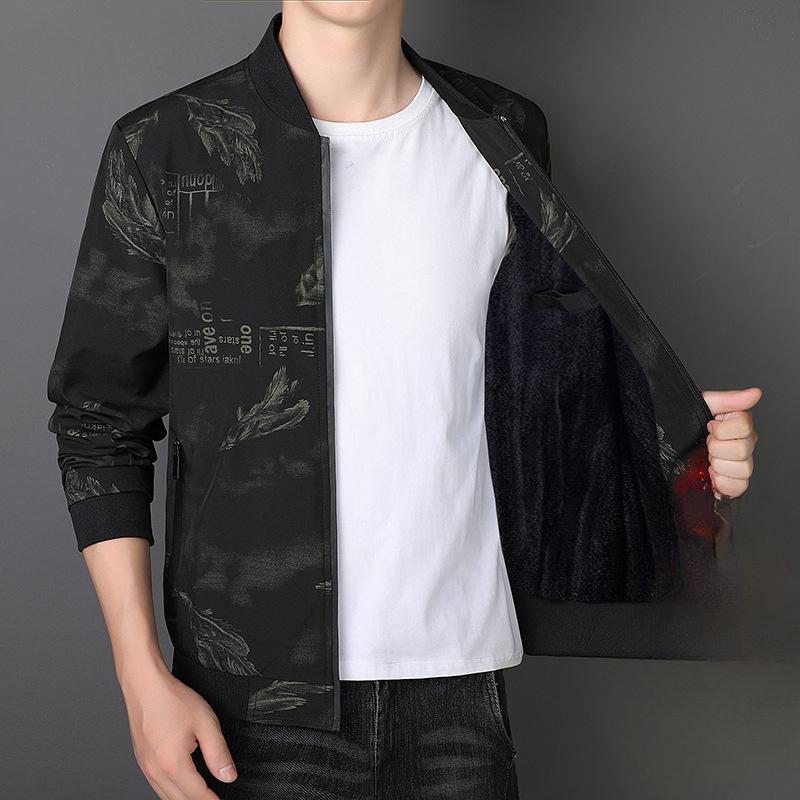 Spring and Autumn Men's Jacket High-end Jacket Men's Korean Trend Baseball Collar Fleece Thickened Large Size Jacket
