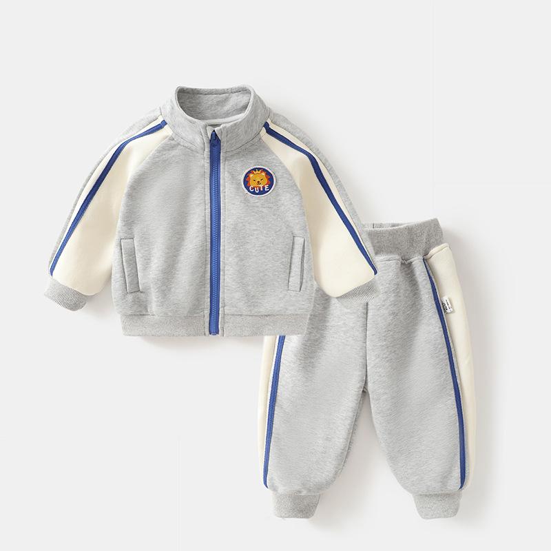 

Boys sports suit autumn baby clothes children s sportswear suit new girls baby spring and autumn coat autumn 120cm серый