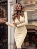 Women's Bodycon Dress Sexy Spring Long Sleeve Bodysuit Dress  Patchwork Dress