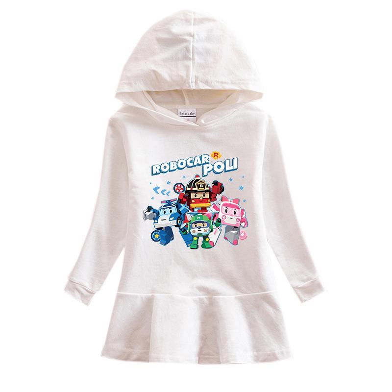 Spring & Autumn Ruffle Cartoon Rainbow Hooded Long Sleeve Princess Dress for Girls