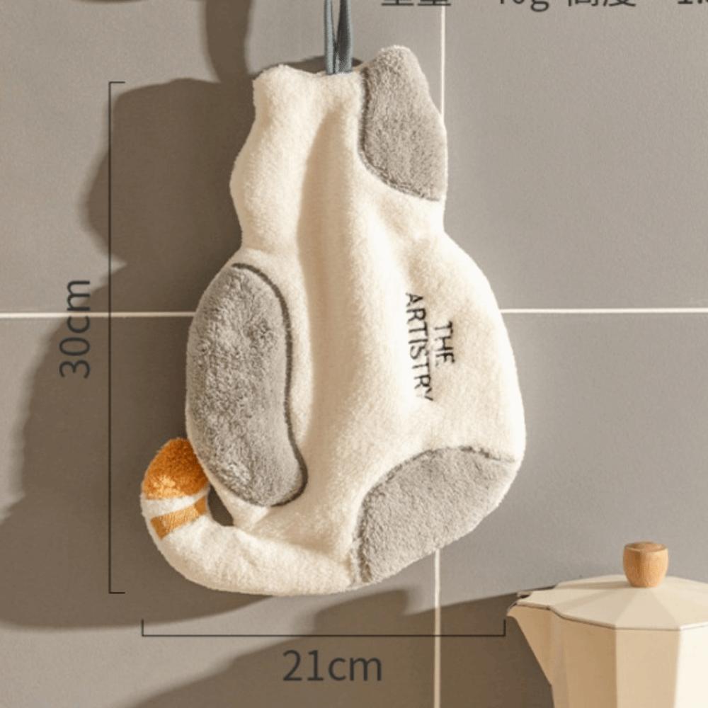 Cute Super Absorbent Cat Hand Towel Cartoon Soft Kitchen Tools Reusable Hanging Towel Kitchen