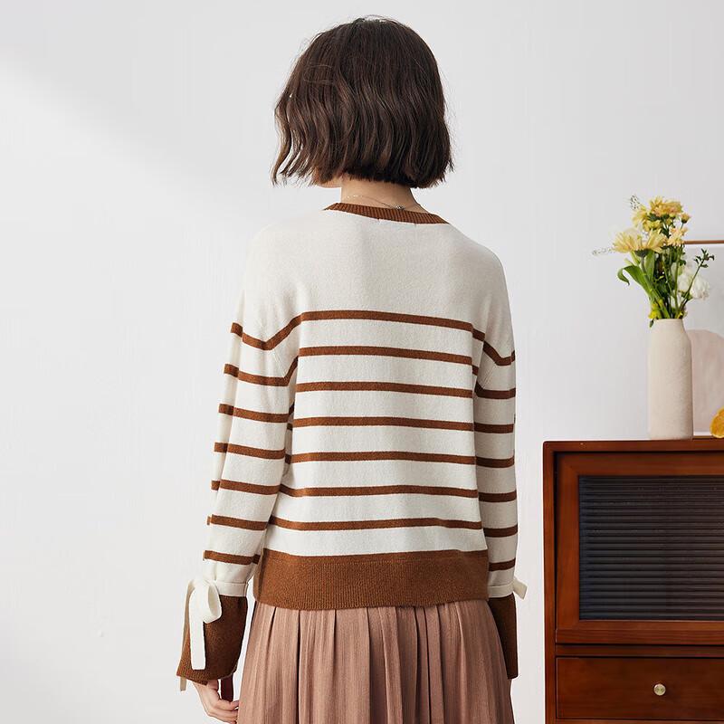 Women's Loose Fit Striped Cashmere Sweater