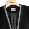 Women's V-Neck Velvet Blazer with Chain Strap