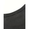 Men's Vintage Street Style Vertical Letter Print Short Sleeve Loose Drop Shoulder Versatile Black T-Shirt for Summer