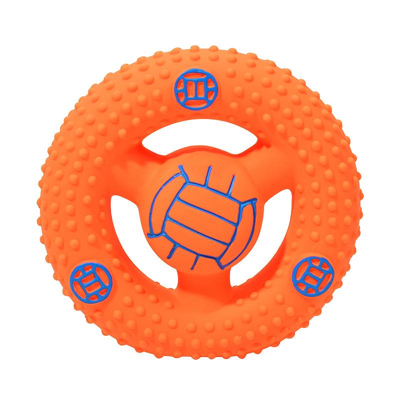 Pet Latex Toy Football Basketball Steering Wheel Teething Toy for Relaxation and Entertainment Sound-producing Frisbee Dog Toy
