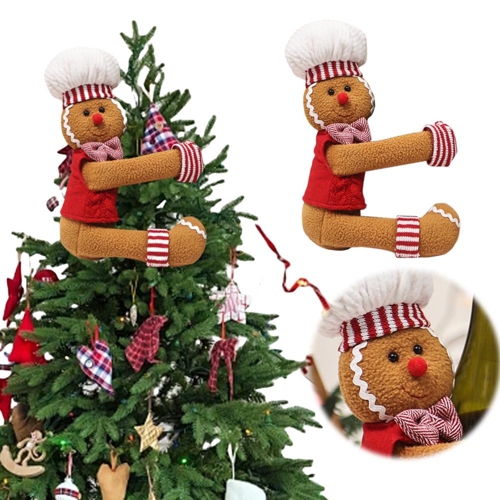 Gingerbread Man Xmas Tree Topper Wine Bottle Cover Hugger Decorative Wine Bottle Holder Multi-Function for Home Holiday Party