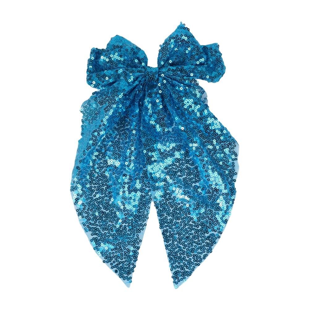 Nou Clip de păr cu fundă mare colorată cu paiete pentru modă feminină, panglică pentru coadă de cal, ac de păr, clip BB, accesorii de păr pentru fete