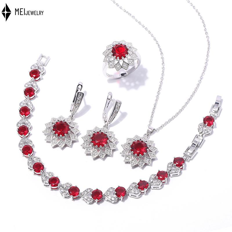 Culori Multiple Rotund Cupru Incrustat Zirconiu Cubic Placat Platină Colier Cercei Inele Brățări Set Bijuterii