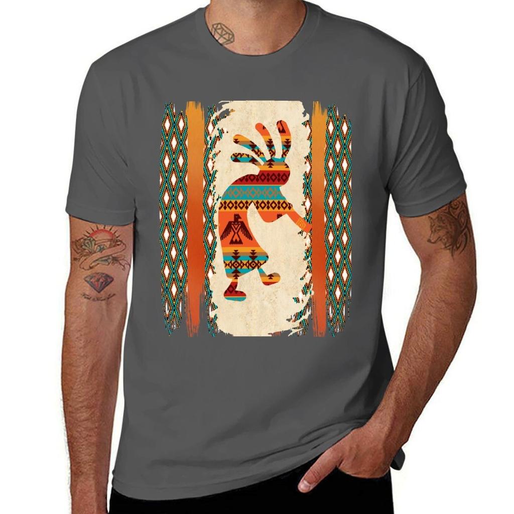 Kokopellinative American With Tribal Pattern Border Tshirt Quick Dry Sports Short Sleeve Tee