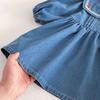 Girls' Stylish Spring 2026 Square Neck Denim Patch Dress