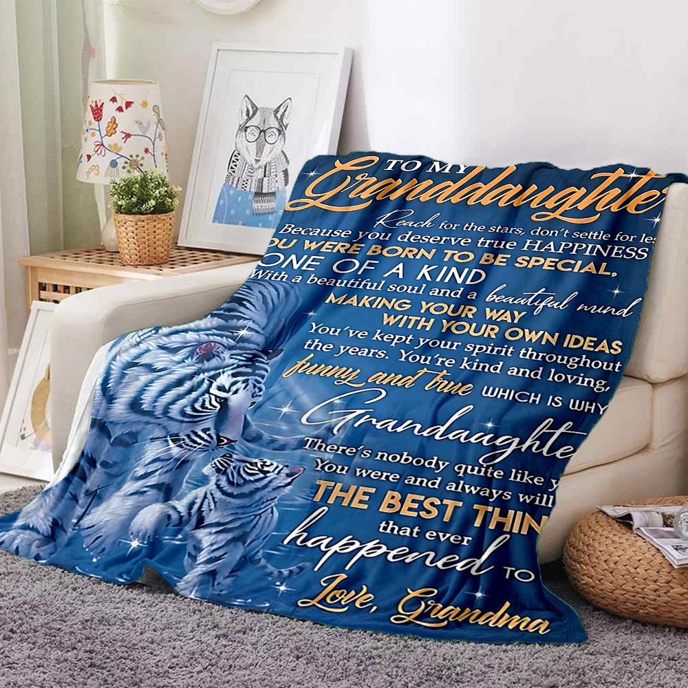 1pc Letter To Granddaughter Pattern Soft & Warm Polyester Knit Blanket, Digital Printed, All-Season Throw for Napping, Traveling, Sofa Yy250906024