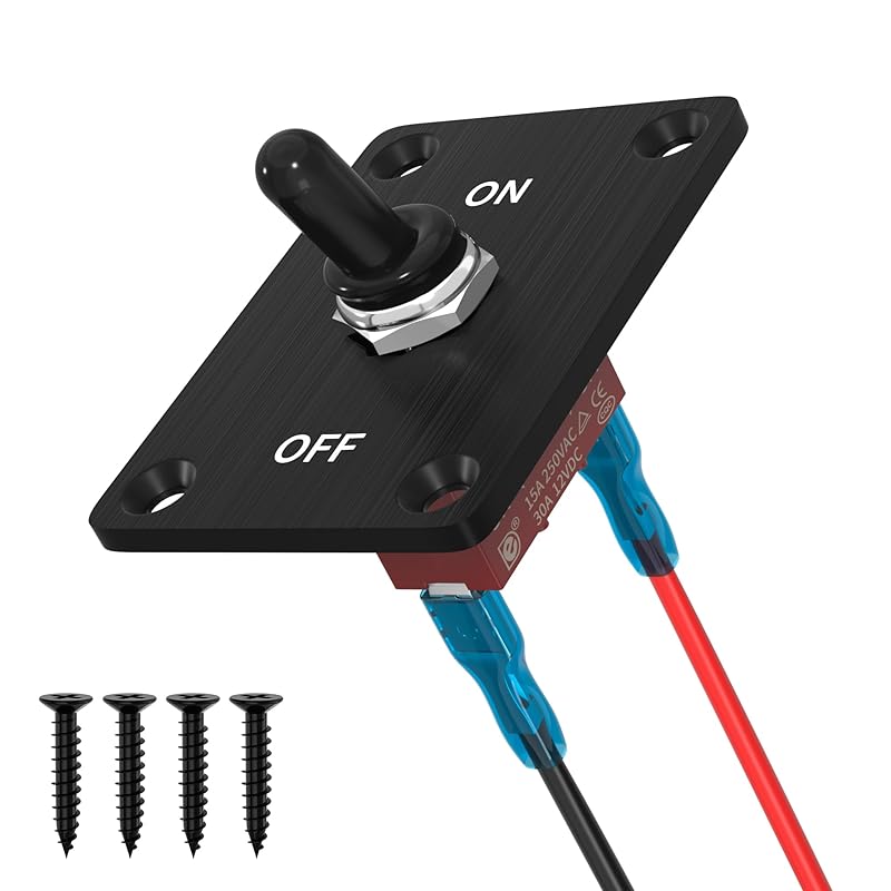 Heavy Duty Waterproof Toggle Switch 12V DC 30A 2 Pin SPST ON/Off Toggle Switch With Mounting Panel For Marine Boat Automotive