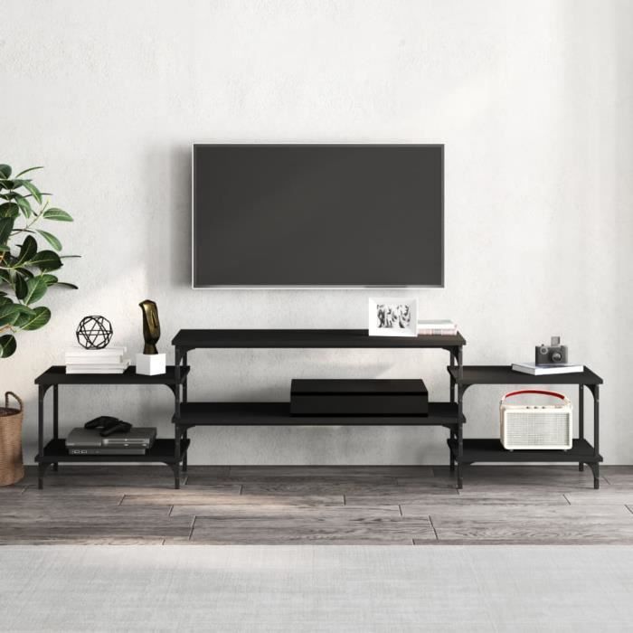 VidaXL Meuble TV noir 197x35x52 cm bois d'ingénierie 826325