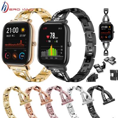20mm For Huami Amazfit GTS Wrist Strap Metal Women's Bracelet For Garmin Forerunner 245 Rhinestone Smart Watch Accessories Band