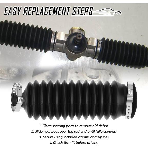2PCS Inner Tie Rod Boot Kit With Zip Ties & Clamps,Thickened Silicone Rack And Pinion Boot For Steering Components,Durable Anti-Dust Steering Rack