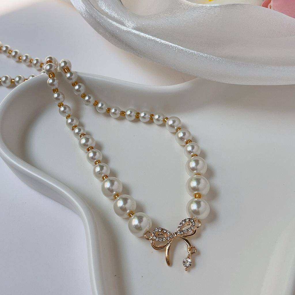 Summer Gentle Pearl Cherry Necklace Women'S Light Luxury Niche Temperament Neck Chain Sweet And Fresh Collarbone Chain