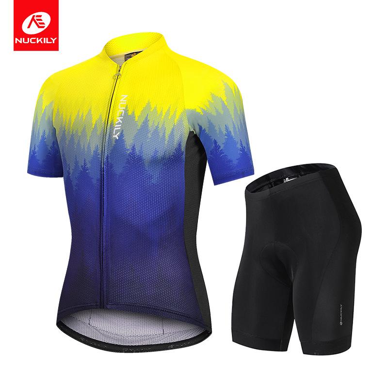 NUCKILY Men s Summer Breathable Cycling Jersey & Shorts Set for Road and Mountain Biking L жёлтый