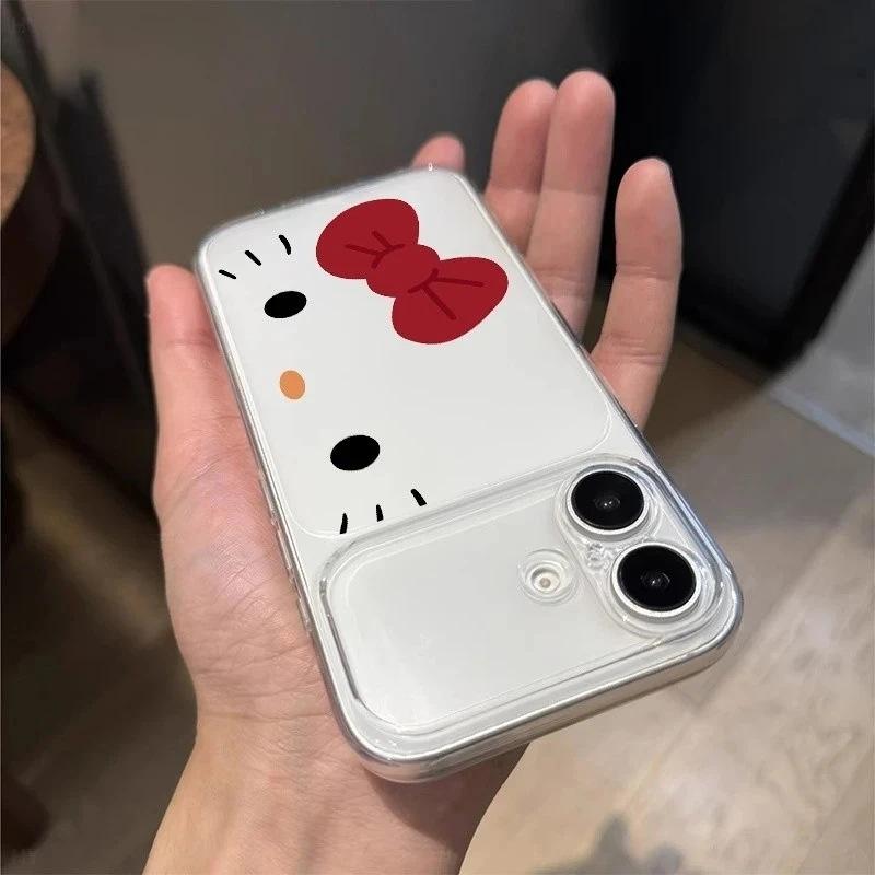 Hollow kt cat expression large window for Apple iPhone17/16Pro mobile phone case 15 matte 14 cute 13