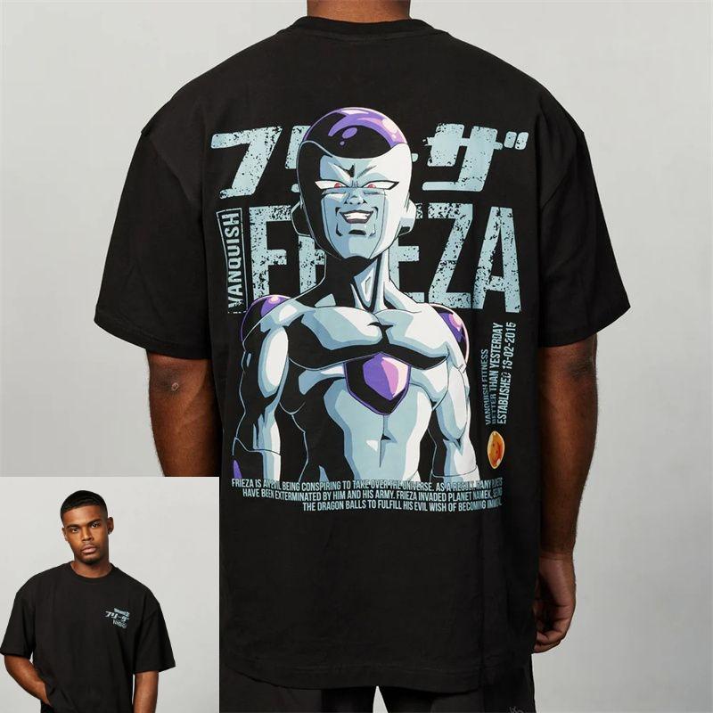 

Dragon Ball Goku printed Tshirt black anime cotton top with Super Saiyan transformation pattern loose for boys girls and 3XL