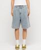 CHAMBROS Wide Non-Faded Single-Pleat Bermuda Denim Half Pants [Light Blue]