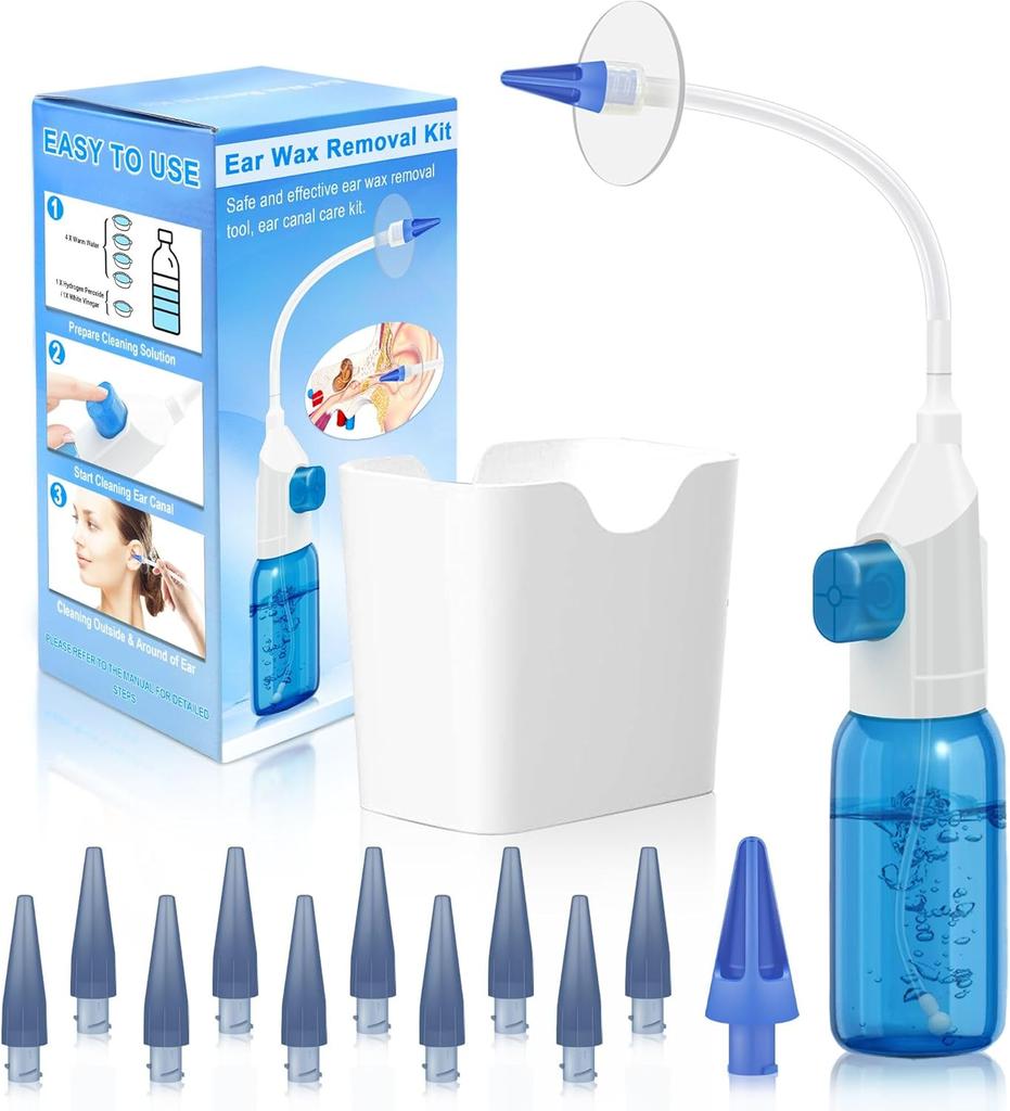 Durable And Safe Ear Wax Removal Tool Manual Ear Irrigation Flushing Kit Ear Cleaner Full Set Of Cleaning Tools And 30 Disposable Soft Ear Tips