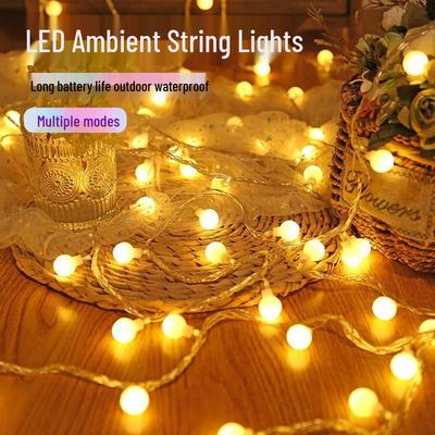 Lichterkette mit mattierten LED-Kugeln für Camping, Zimmerdekoration und Weihnachtsdekoration.