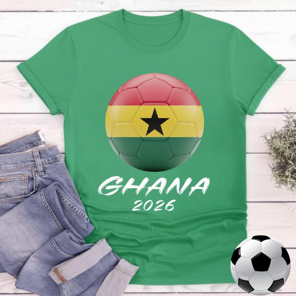 Patriotisches Ghana 2026 Grafik-T-Shirt Ghanaianischer Sportfan-Tee Fußball-Partyartikel Kleidung Herren Damen Sommer Freizeit Baumwoll-Oberteile