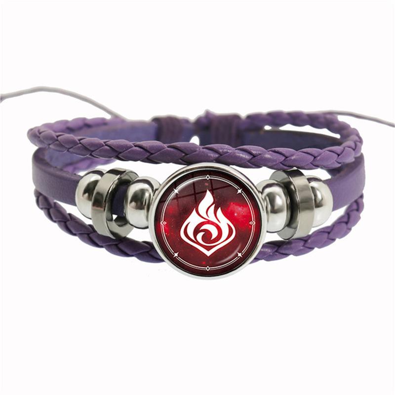 Genshin Impact Spiel Cosplay Requisite Auge Gottes Wasser Wind Donner Feuer Gestein Eis Element Lila Armband Schmuck Fans Geschenk
