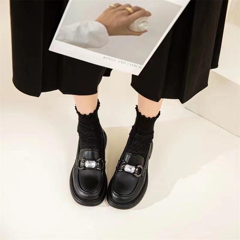Primavera Nuovi Stile Britannico Scarpe Basse in Pelle Piccole Scarpe in Pelle Scarpe da Donna Mocassini Versatili Scarpe Basse Nere