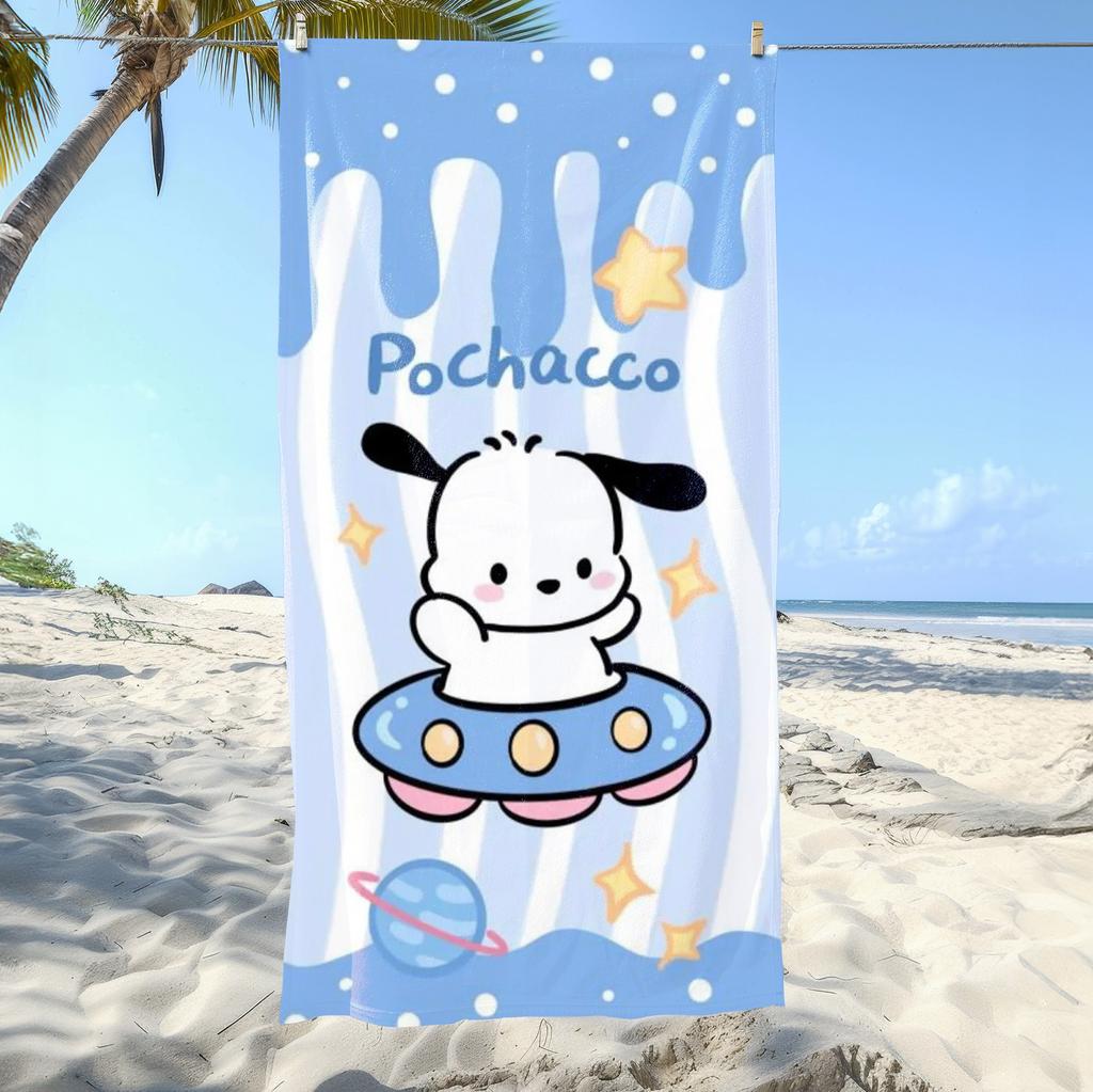 Sanrio Family Beach Towel 2D Single Print Cute Home Decor Outdoor Accessory Soft Functional Cartoon-Themed Attractive Durable