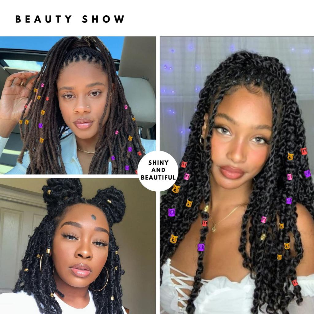 400pcs Hair Jewelry for Braids, Dreadlocks, Beads, Cuffs, Rings & Clips - Colorful Aluminum, Adjustable Metal Hair Accessories for Women & Girls