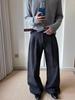 Men's Classic Double-Pleat Wide Leg Trousers - Spring/Autumn Collection with High-End Draping and Curved Loose Fit